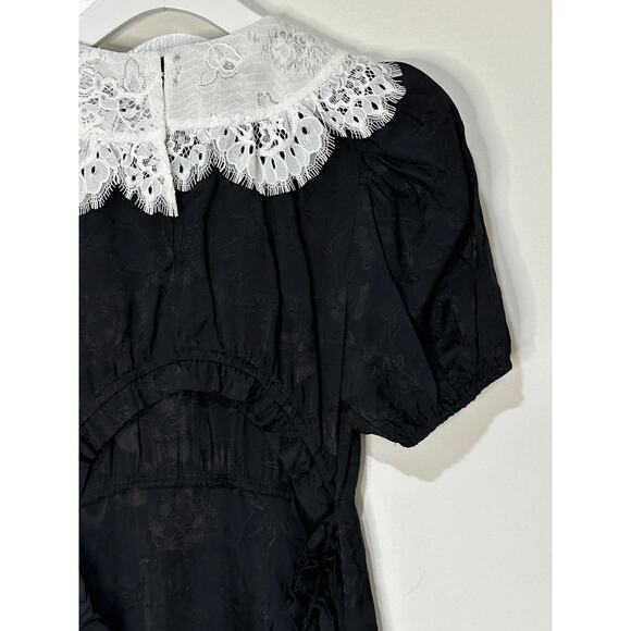 For Love & Lemons Yasmin Collared Floral Mini Dress Black White Size Small NWT - Picture 14 of 15